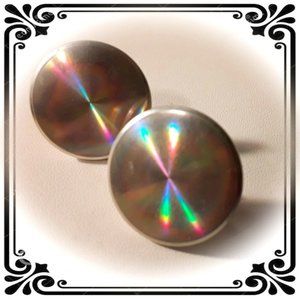 50s Mid Century Retro Iridescent Disk Earrings